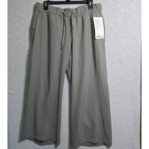 Lululemon Pants Womens 10 Gray On The Fly Wide Leg 7/8 Crop Woven Drawstring NWT